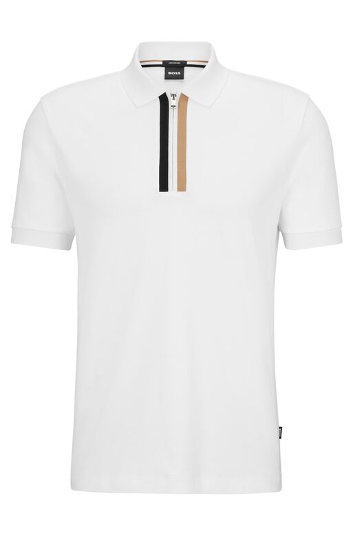 Regular-fit polo shirt in mercerised cotton, , hi-res