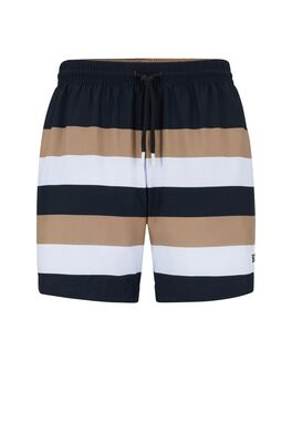 Quick-dry signature-stripe swim shorts in recycled fabric
