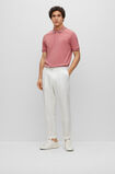 Slim-fit polo shirt in cotton with striped collar, , hi-res