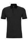 Slim-fit cotton-blend polo shirt with micro pattern