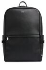 Structured-leather backpack with silver-tone logo , , hi-res