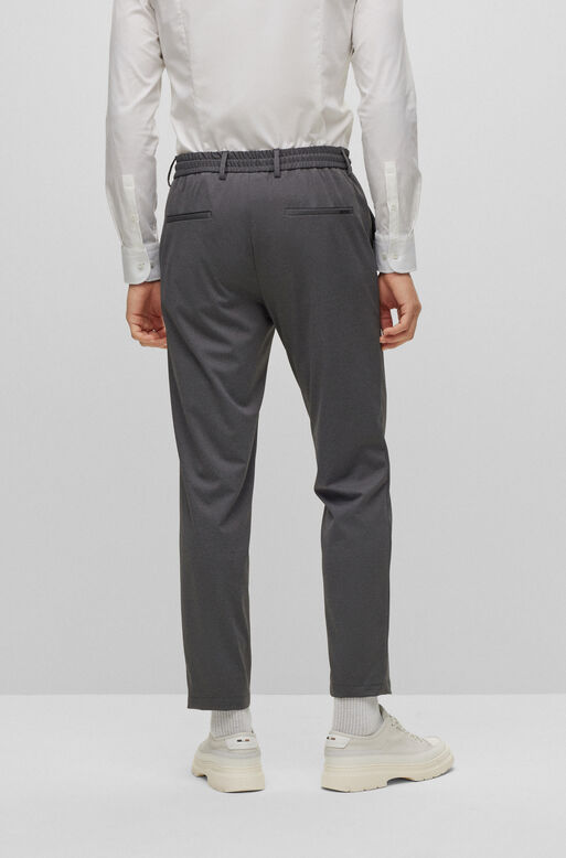 Slim-fit trousers in micro-patterned jersey , , hi-res