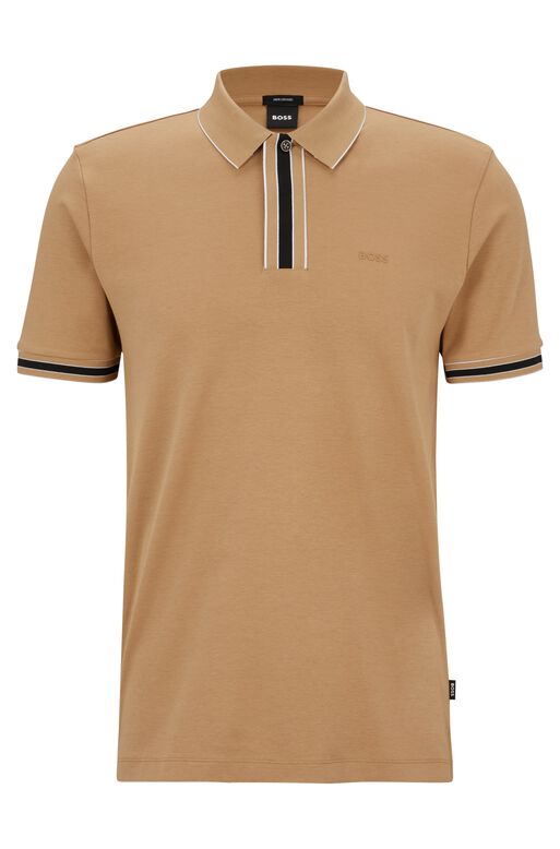 Interlock-cotton polo shirt with contrast tipping, , hi-res