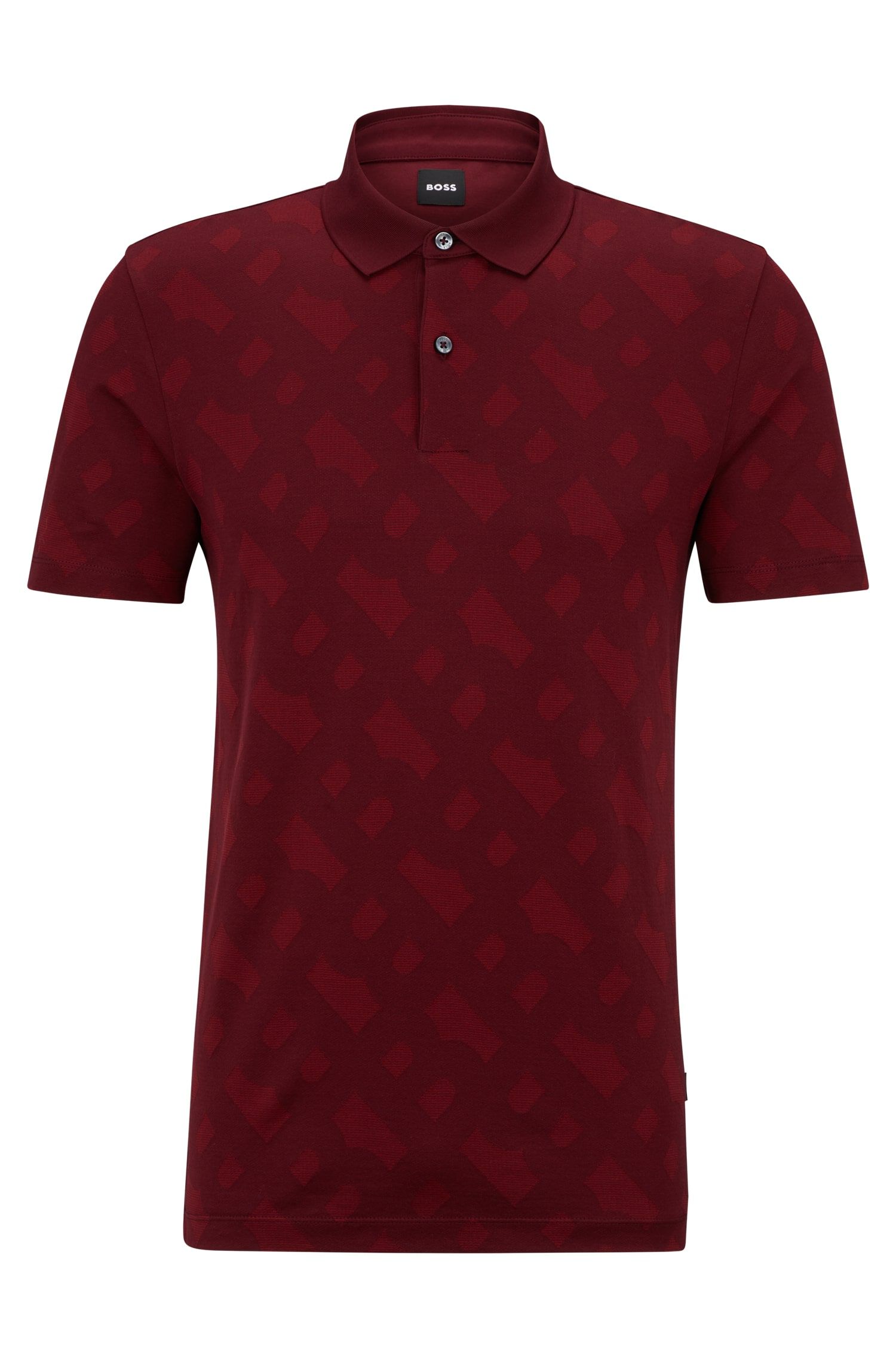 Boss Regular fit polo shirt with monogram jacquard Tops Heathrow