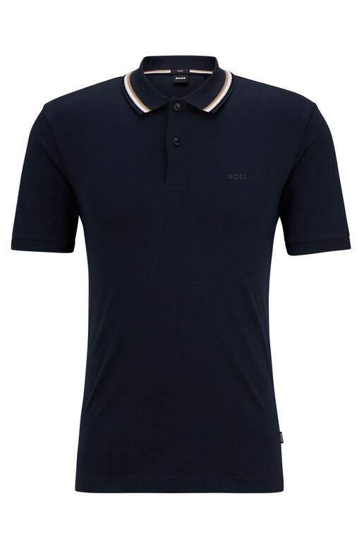 Logo-badge polo shirt in cotton jersey, , hi-res