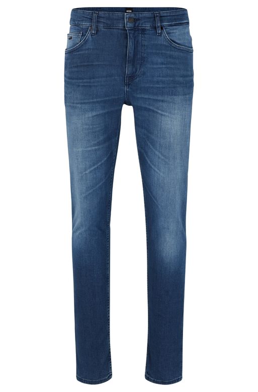 Slim-fit jeans in super-soft blue Italian denim, , hi-res