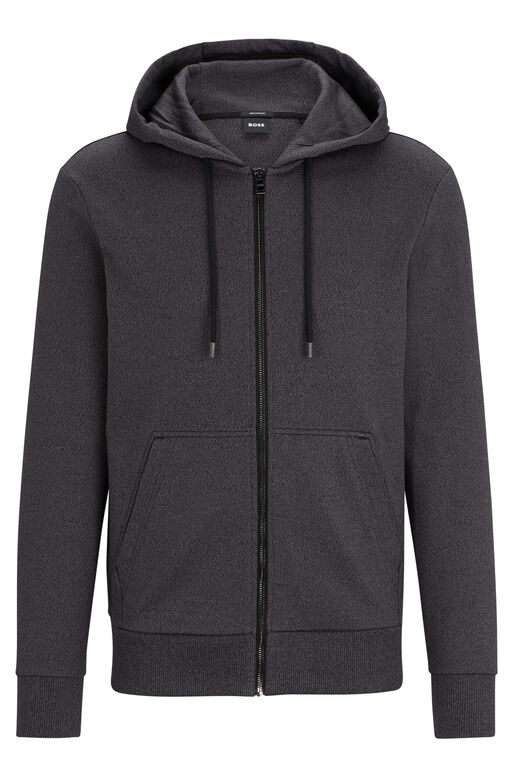 Regular-fit zip-up hoodie in mercerised cotton, , hi-res