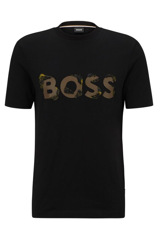 Cotton-jersey T-shirt with printed and embroidered branding, , hi-res
