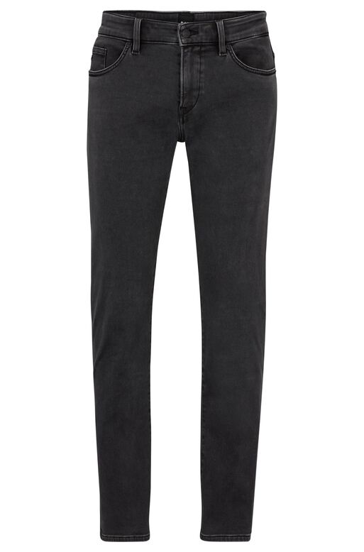 Slim-fit jeans in black stretch denim, , hi-res