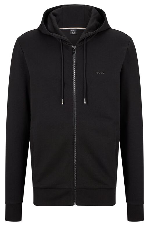 Organic-cotton hooded sweatshirt with rubber-print logo, , hi-res