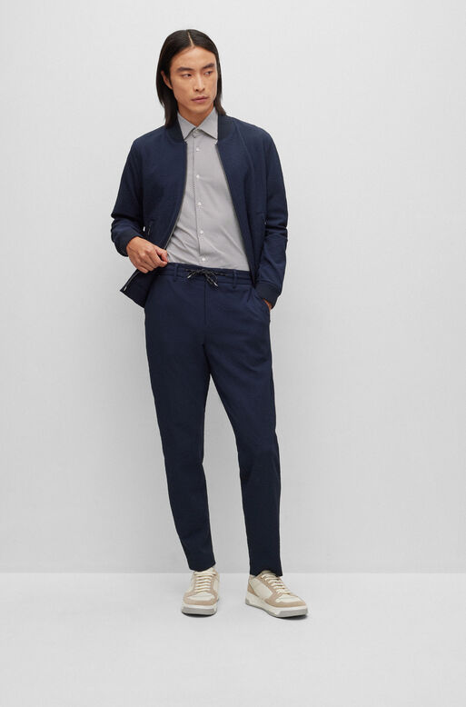 Slim-fit shirt in printed performance-stretch jersey, , hi-res