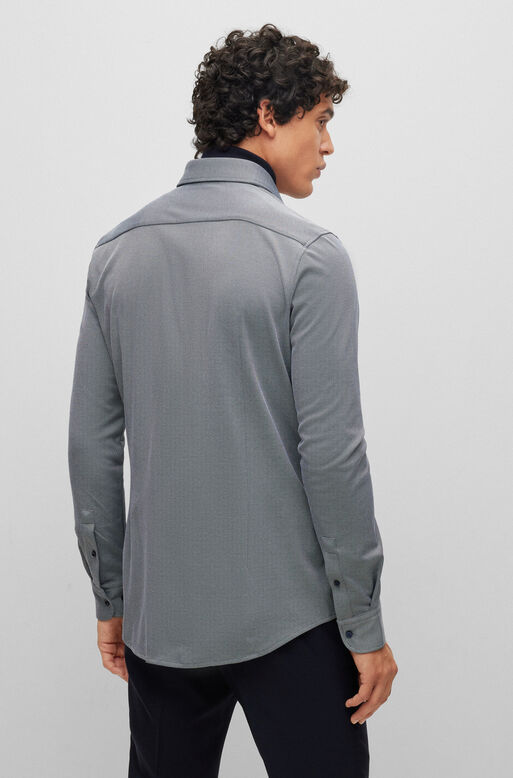 Slim-fit shirt in structured performance-stretch jersey, , hi-res