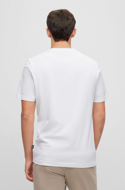 Cotton-jersey T-shirt with signature-stripe logo print, , hi-res