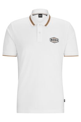 Logo-badge polo shirt in mercerised cotton