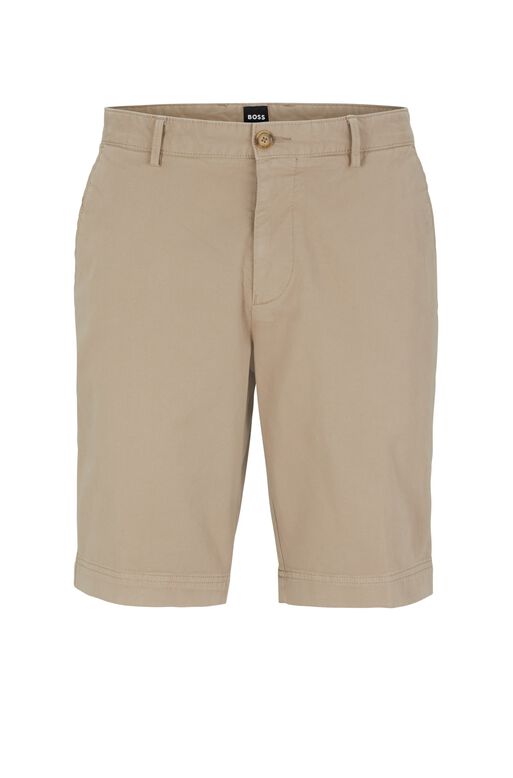 Slim-fit shorts in stretch-cotton gabardine, , hi-res