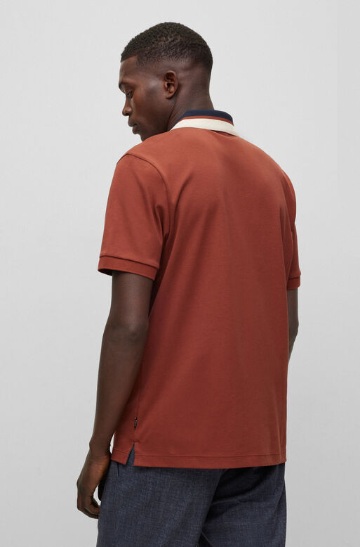 Regular-fit polo shirt with colour-blocked collar, , hi-res
