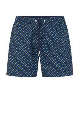 Recycled-material swim shorts with monogram print