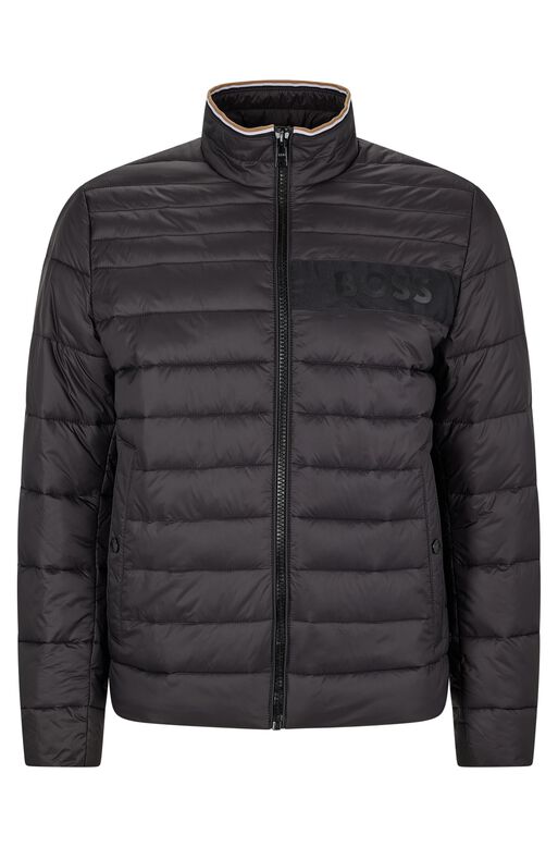 Water-repellent padded jacket with 3D logo tape, , hi-res