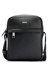 Structured-leather reporter bag with logo detail