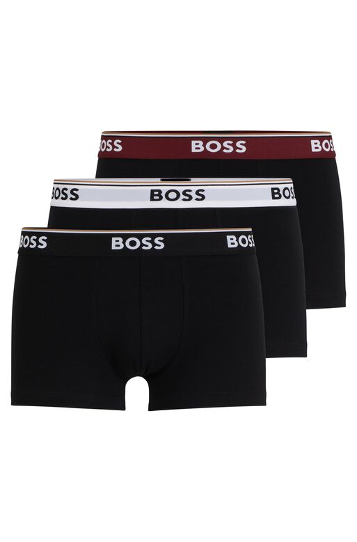 Three-pack of stretch-cotton trunks with logo waistbands, , hi-res