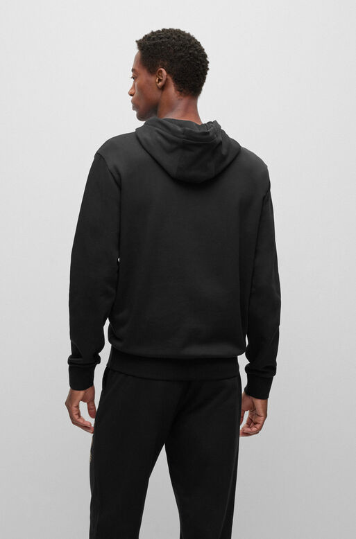 Monogram-filled logo hoodie in French-terry cotton, , hi-res