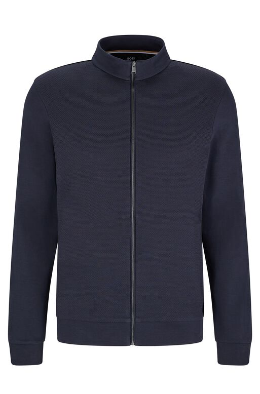 Organic-cotton zip-up sweatshirt with structured front, , hi-res