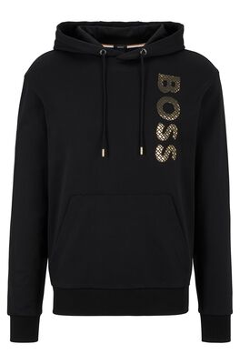 Monogram-filled logo hoodie in French-terry cotton