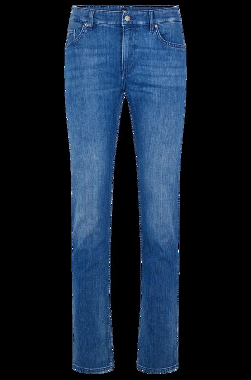 Slim-fit jeans in blue Italian cashmere-touch denim, , hi-res