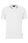 Slim-fit polo shirt in cotton with striped collar