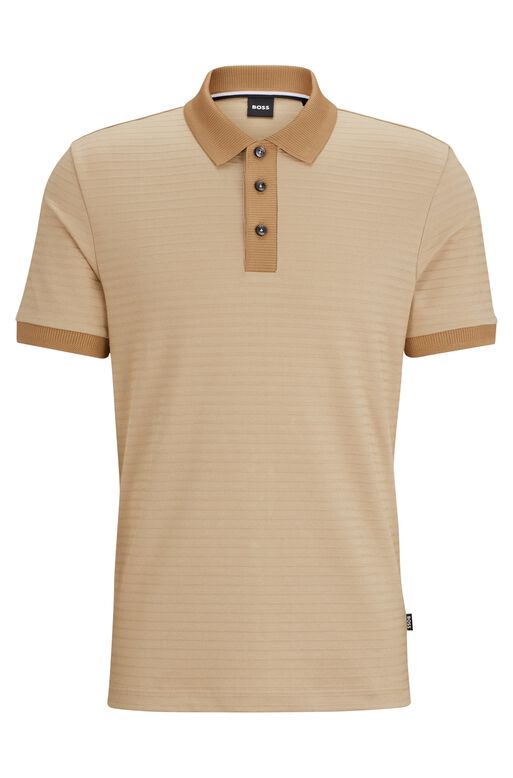 Ottoman-structure polo shirt in a cotton blend, , hi-res