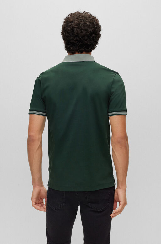 Interlock-cotton polo shirt with contrast tipping, , hi-res