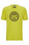 Porsche x BOSS mercerised-cotton T-shirt with flock-print logo