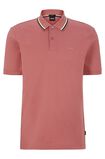 Slim-fit polo shirt in cotton with striped collar, , hi-res