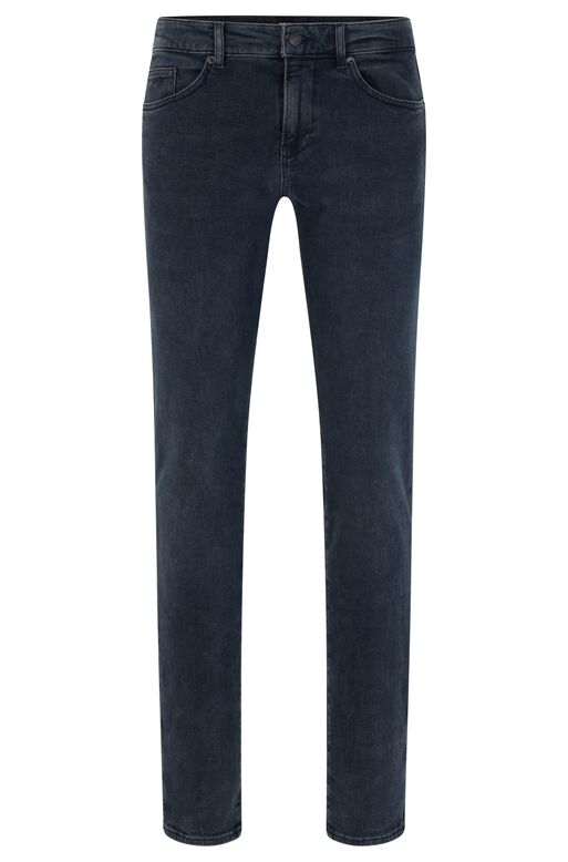 Slim-fit jeans in super-soft navy Italian denim, , hi-res