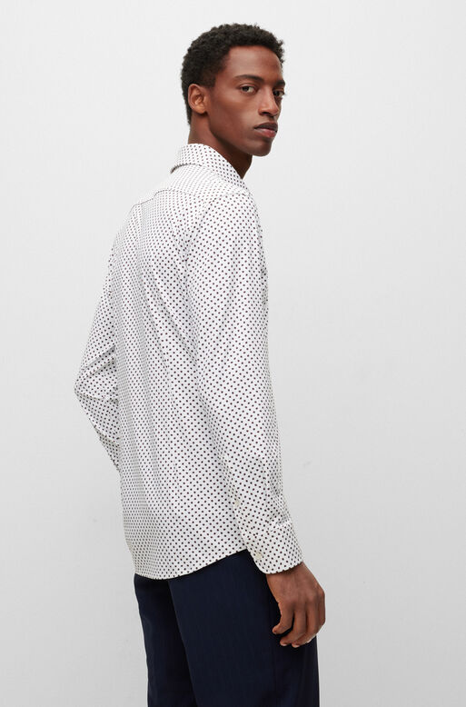 Slim-fit shirt in printed performance-stretch jersey, , hi-res