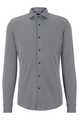 Slim-fit shirt in structured performance-stretch jersey,