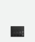 Credit card case in contrasted Intrecciato smooth and grainy calf leather.