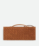 Top handle clutch in Intrecciato suede with signature knot closure., , hi-res