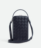 Phone pouch in Intrecciato calf leather with handle and adjustable cross-body strap., , hi-res