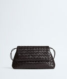 Pouch in Intrecciato leather with flap and drawstring closure, featuring a loop attachment for shoulder carry. , , hi-res