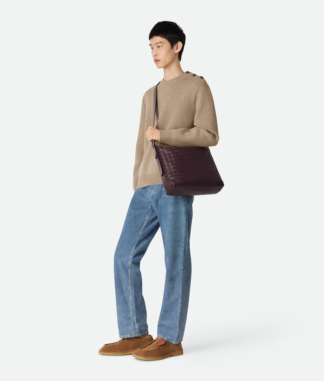 Hobo bag in Intrecciato deer skin with adjustable strap., , hi-res