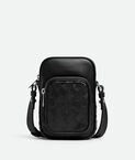 Cross-body bag in smooth leather with Intrecciato pocket, featuring an adjustable and detachable strap.