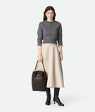 Bucket bag in silky calf leather with signature knot detail and sliding shoulder strap., , hi-res