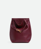 Bucket bag in silky calf leather with signature knot detail and sliding shoulder strap., , hi-res