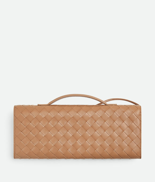 Top handle clutch in Intrecciato leather with signature knot closure., , hi-res
