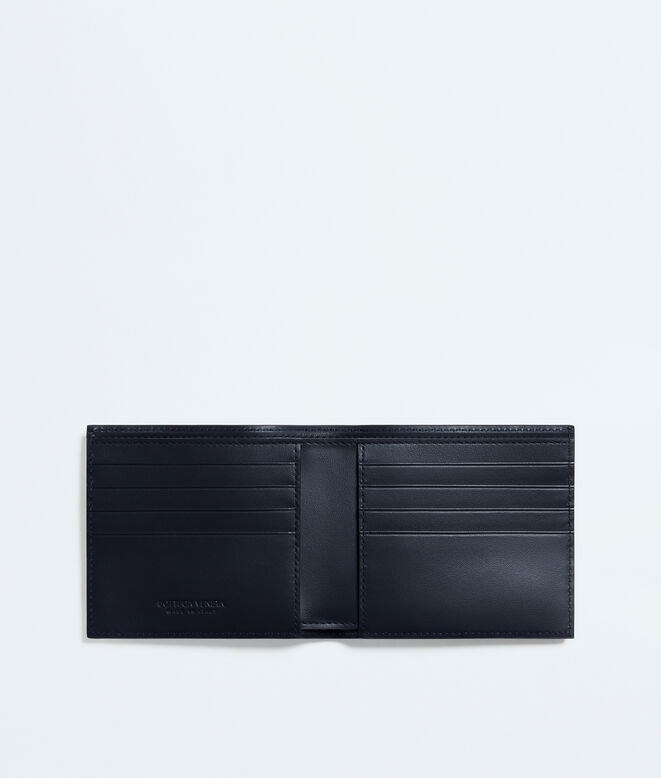 Bi-fold wallet in colour block Intrecciato calf leather., , hi-res