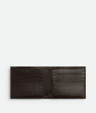 Bi-fold wallet in grained Intrecciato calf leather., , hi-res