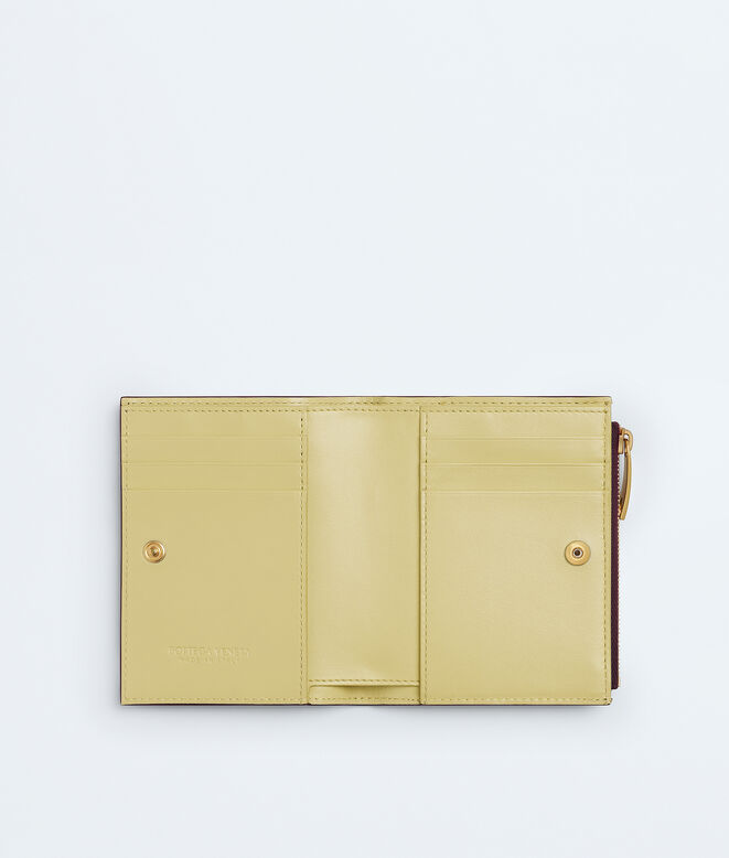 Small bi-fold wallet in Intrecciato nappa leather with contrasted interior., , hi-res