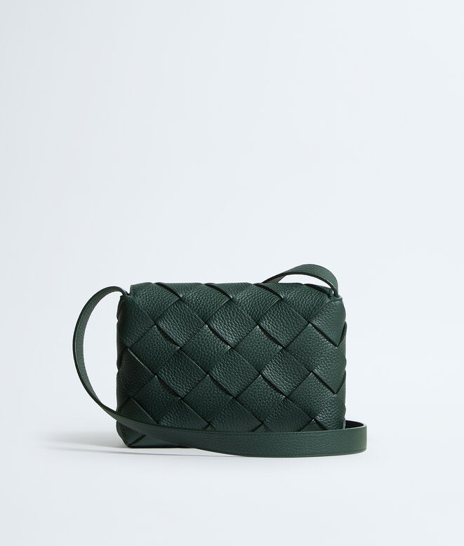 Cross-body bag in grained Intreccio leather., , hi-res