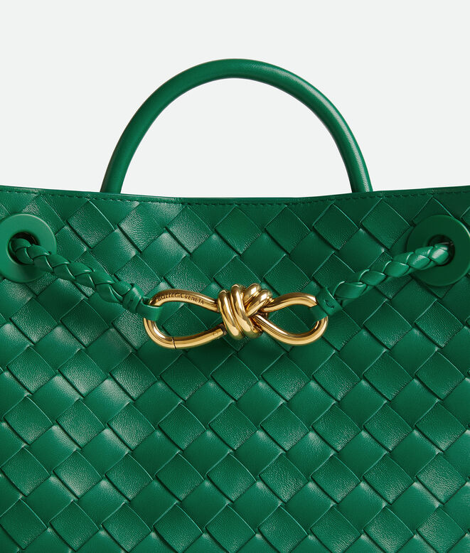 Top handle bag in supple Intrecciato leather with signature knot detail and sliding cross-body strap., , hi-res